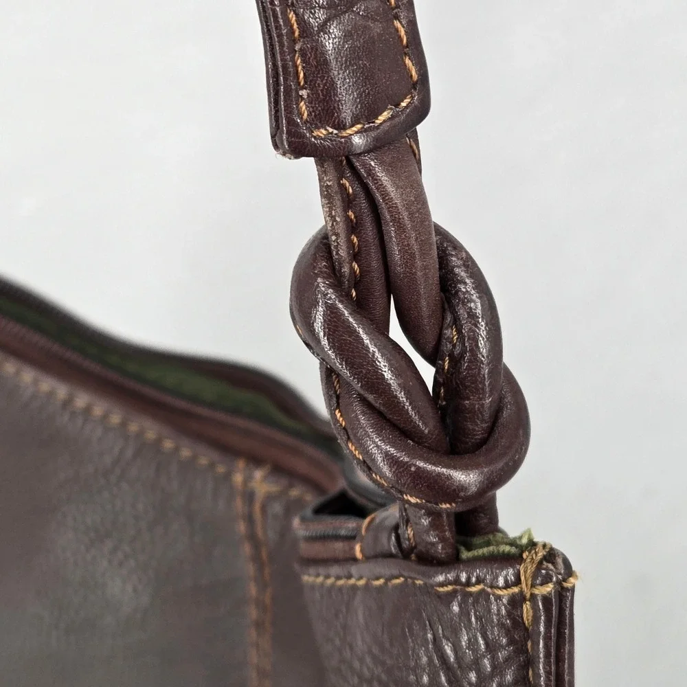 Brown Genuine Leather Crossbody Bag Adjustable Strap Distressed Vintage